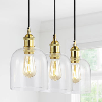 Cooper 25.5" Farmhouse Contemporary Glass Linear LED Pendant - JONATHAN Y